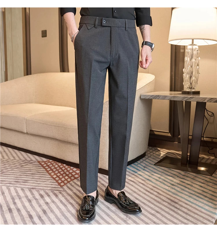 Men Suit Pants 2025 Autumn Elastic Waist Solid Slim Fit Dress Pants Office Business Casual Trousers High Quality Men's Clothing Good Vibrations