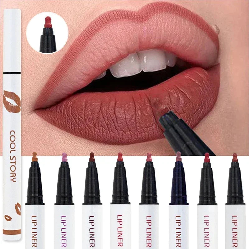 Matte Soft Lip Liner Liquid Lipliner Pencil Long Lasting Lips Cosmetic Tool Stick Quick Drying Smudge Proof Natural Lipstick Pen Good Vibrations