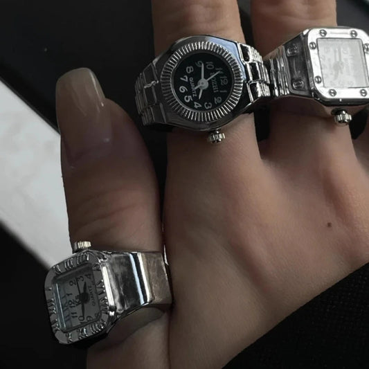 Fashion Rings Finger Watches for Women Men 2025 Fashion Party Quartz Watches Unisex Couple Rings Jewelry Gifts Good Vibrations