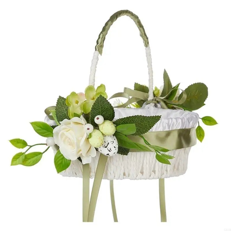 Natural Easter Theme Basket with Decorative Egg Flower For Couples And for Outdoor Activity Spring Event Good Vibrations