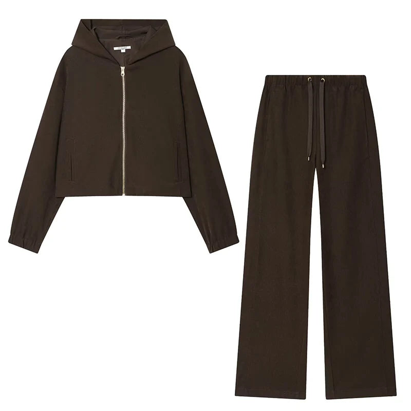 Women's Sets Autumn 2025 New Pants Set Fashion Hooded Elegant Women's Elastic Waist Pants 2-piece Street Chic Youth Autumn Sets Good Vibrations