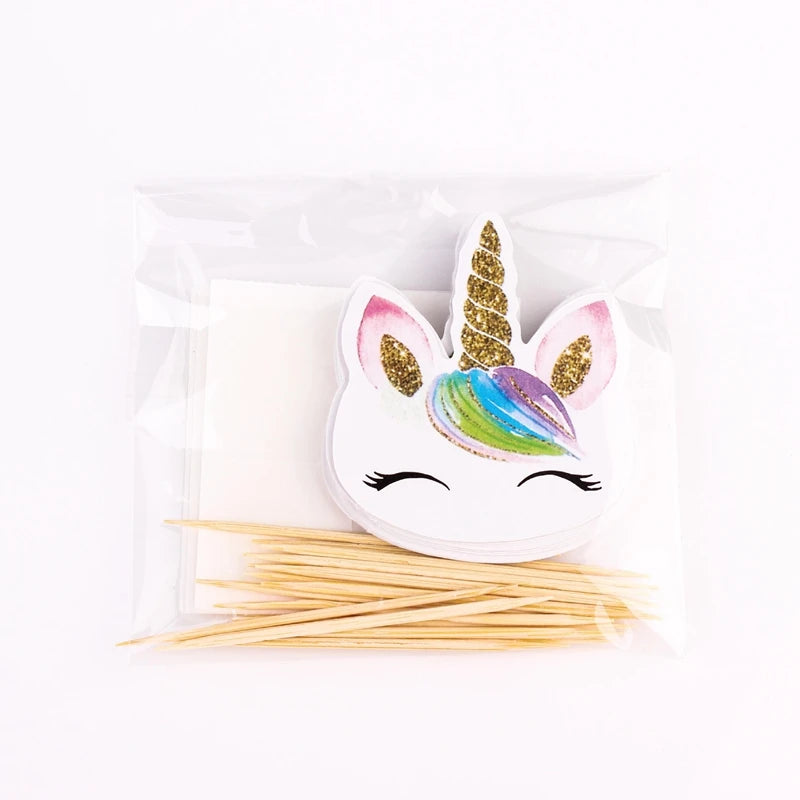 1set Unicorn Cake Toppers Kids Birthday Party Cake Decorations Baby Shower Cake Flags Birthday Party Supplies Good Vibrations