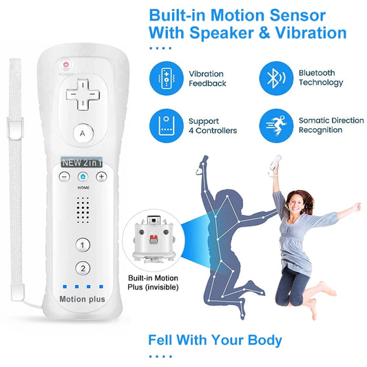 1 Set/2 Set Remote Controller with Nunchuck Controller for Wii Games Control for Wii Console Wireless Gamepad with Motion Plus Good Vibrations