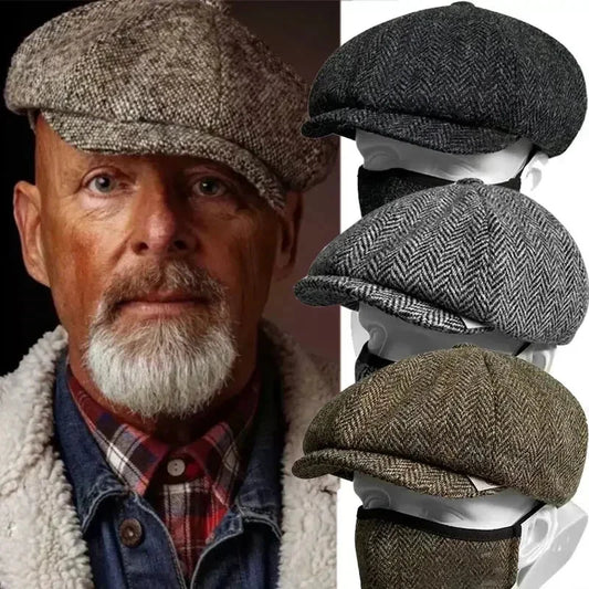Classic Hat for Men Caps Vintage Retro Tweed Berets Hat Fashion Flat Peaked Cap Street Hats for Women Men New Accessories Good Vibrations