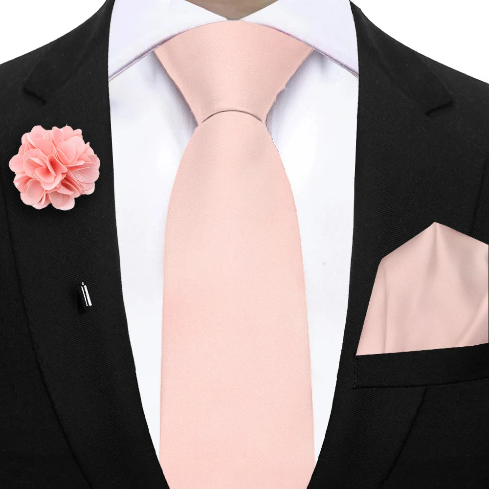 Mens Ties Set Sage Green Pink Grey Brown NeckTie Pocket Square Brooch Wedding Tie Suit Accessories Fit Group Holiday Party