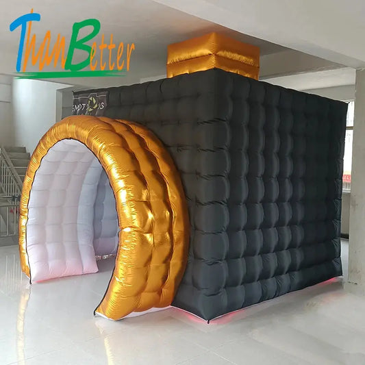 Gold Silver Black White New Style Camera Shape Wedding Party Inflatable Photo Booth Tent Cabin PhotoBooth With Multi Color LED Good Vibrations