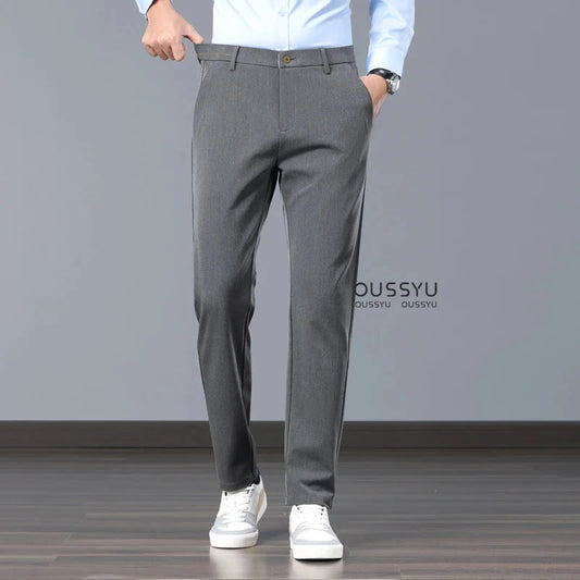 New Spring Summer Luxury Formal Pants Men Business Banquet Party Gentleman France Work Office Formal Pantalones Hombre Clothing Good Vibrations
