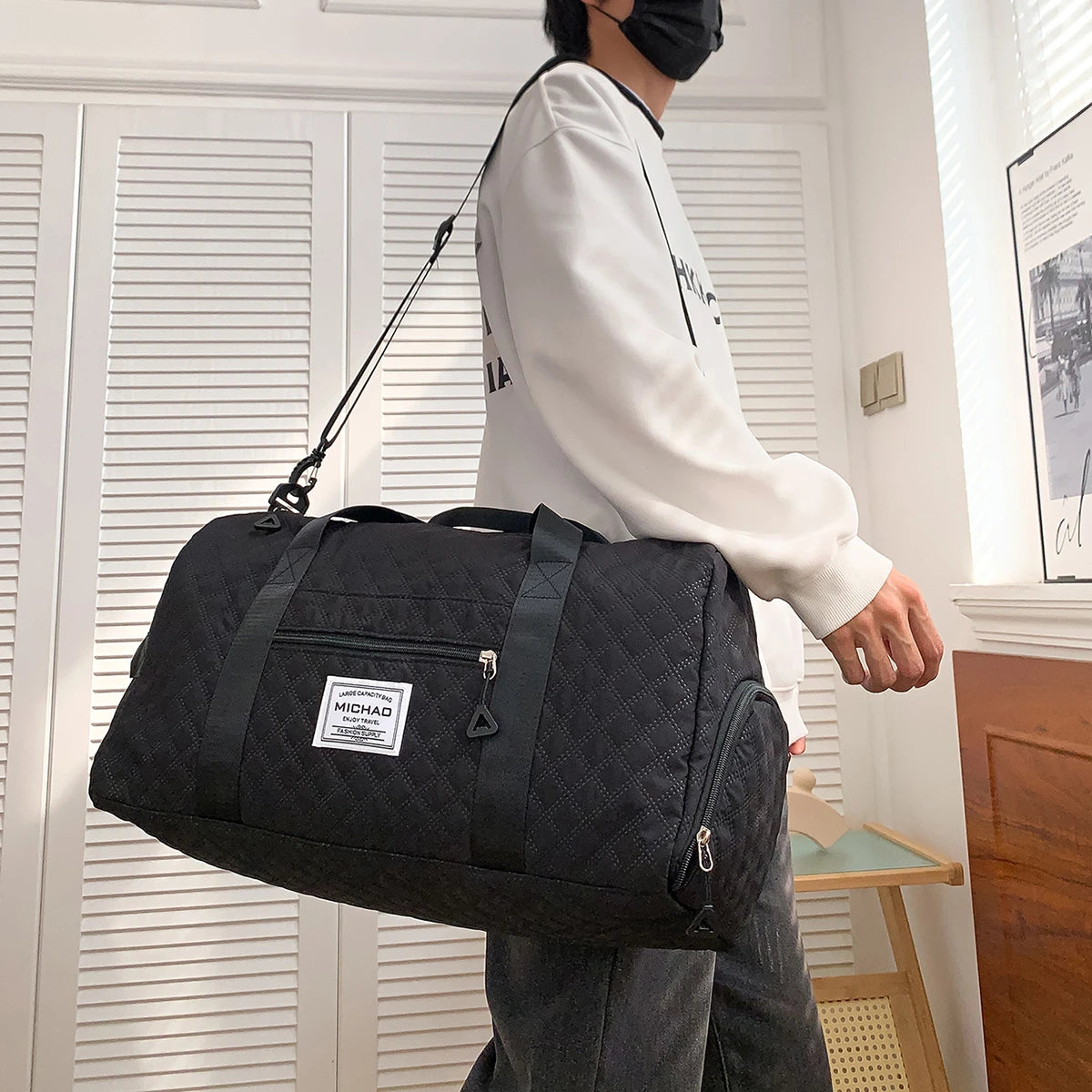 Travel Duffle bag Travel Sport Duffle Bag for Gym Waterproof Carry On Bag Large Capacity Overnight Bags for Women Good Vibrations