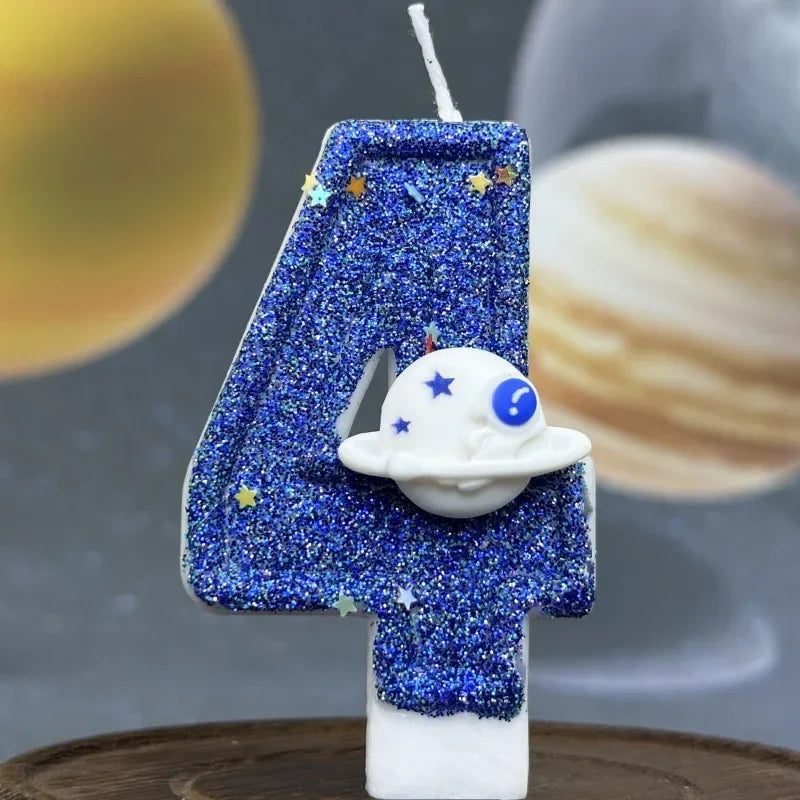 Number Birthday Candles Cake Party Decoration Birthday Candles Planet Universe Blue Boys and Girls Number0-9 Star Blue Party