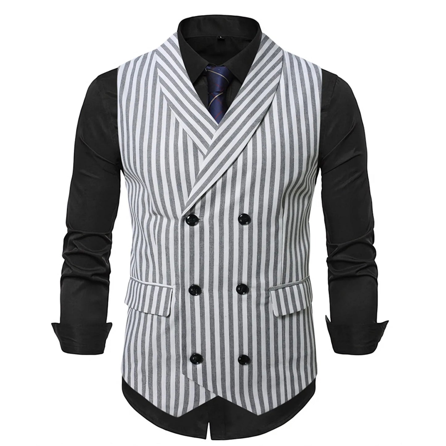 2025 Men's Spring Casual Single Button Suit Vest V Neck New Style British Men's Suit Vest Waistcoat Formal Business Suit Vest