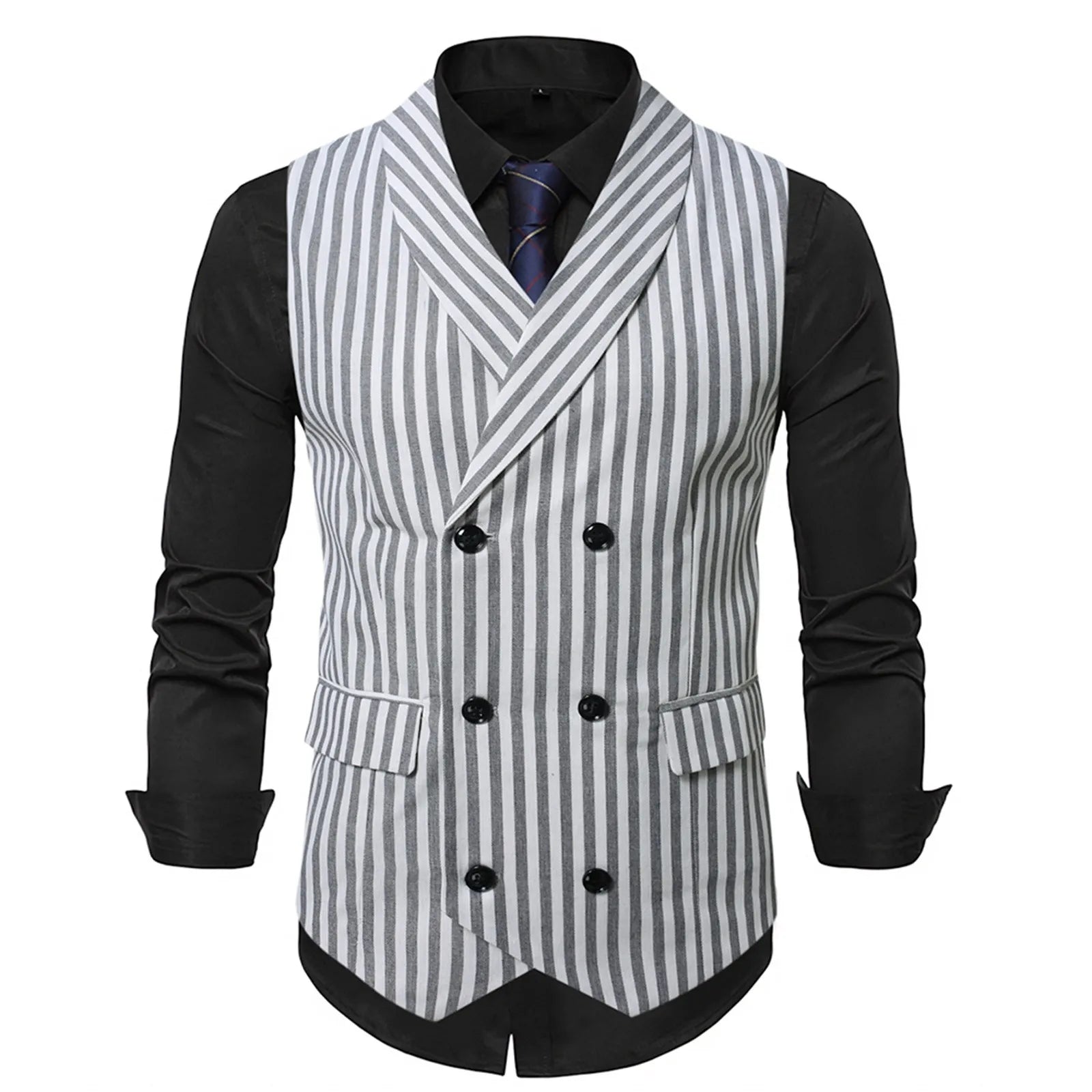 2025 Men's Spring Casual Single Button Suit Vest V Neck New Style  British Men's Suit Vest Waistcoat Formal Business Suit Vest Good Vibrations