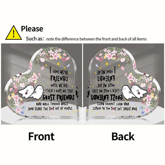 1PC Best Friend Birthday Gifts For Women Bestie Cute Heart Paperweight Keepsake Halloween Gifts Funny Acrylic Plaque for Friends Good Vibrations Adult Super Store