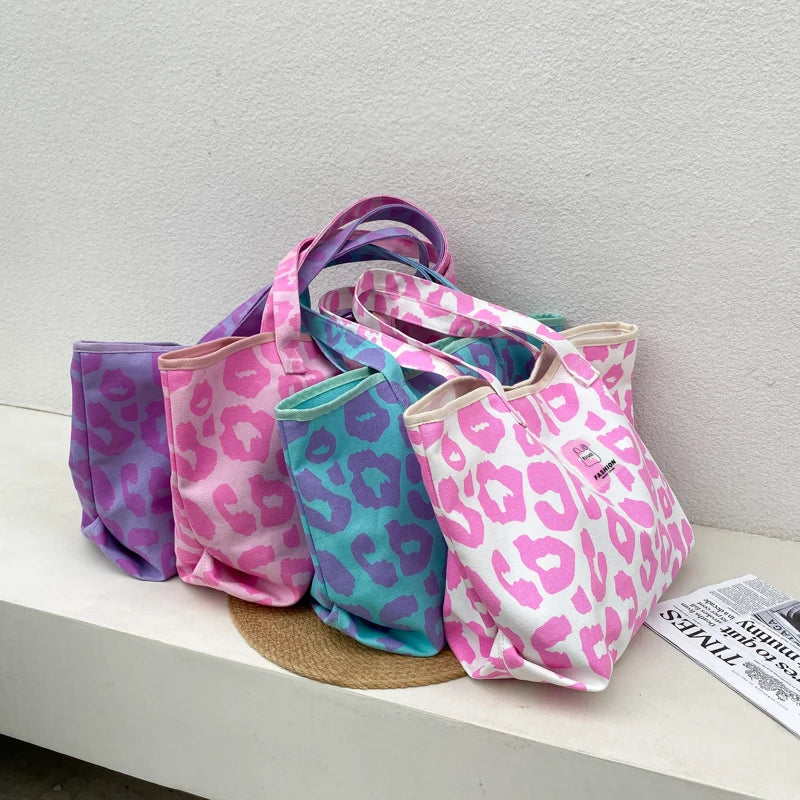 Designer Women's Shoulder Bags Brand Handbags Fashion Large Capacity Leopard Canvas Bags Luxury Shopping Tote Bag Female Purses Good Vibrations