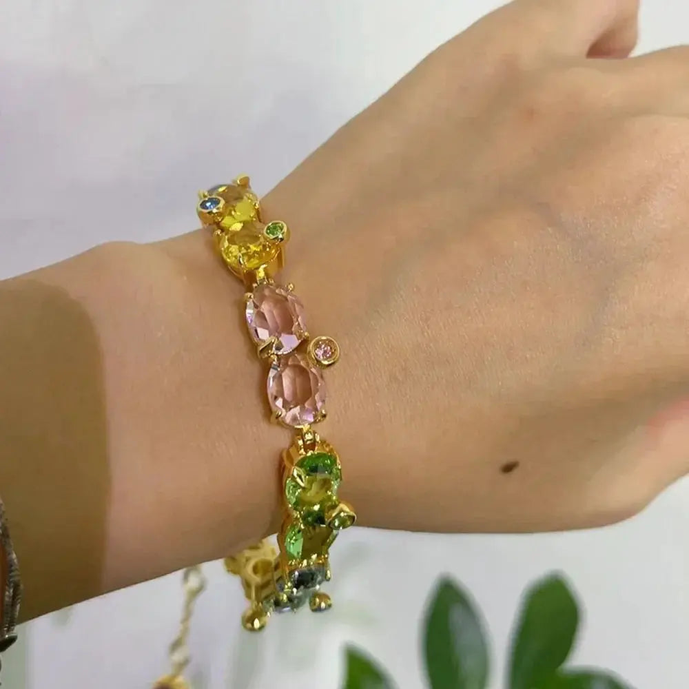 Charm 2025 New High Quality Crystal Fine Jewelry Set for Women Ambilight Candy Earrings Necklace Bracelet Romantic Gift Good Vibrations