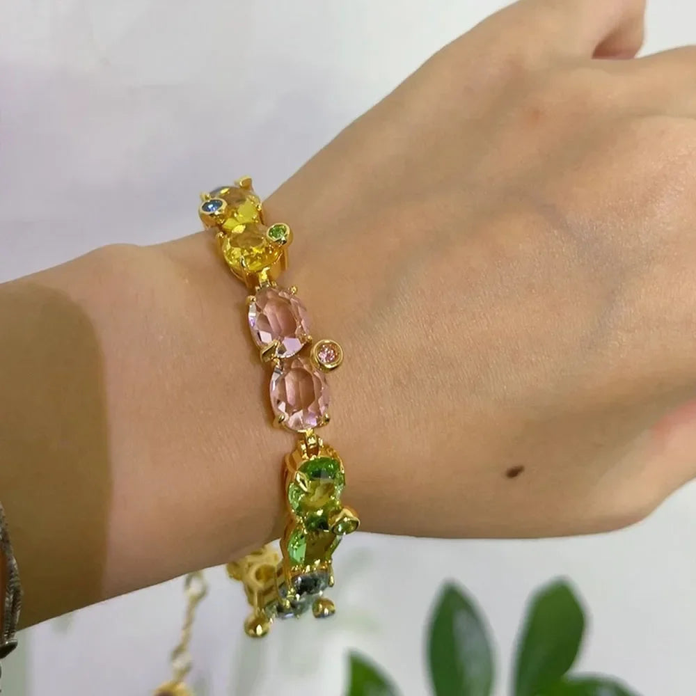 Charm 2025 New High Quality Crystal Fine Jewelry Set for Women Ambilight Candy Earrings Necklace Bracelet Romantic Gift Good Vibrations