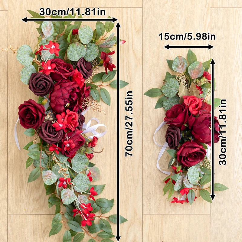 2pc Rose Artificial Flower Wedding Arch Flower Arrangement Country Wedding Ceremony Floral Garland Reception Backdrop Decoration Good Vibrations
