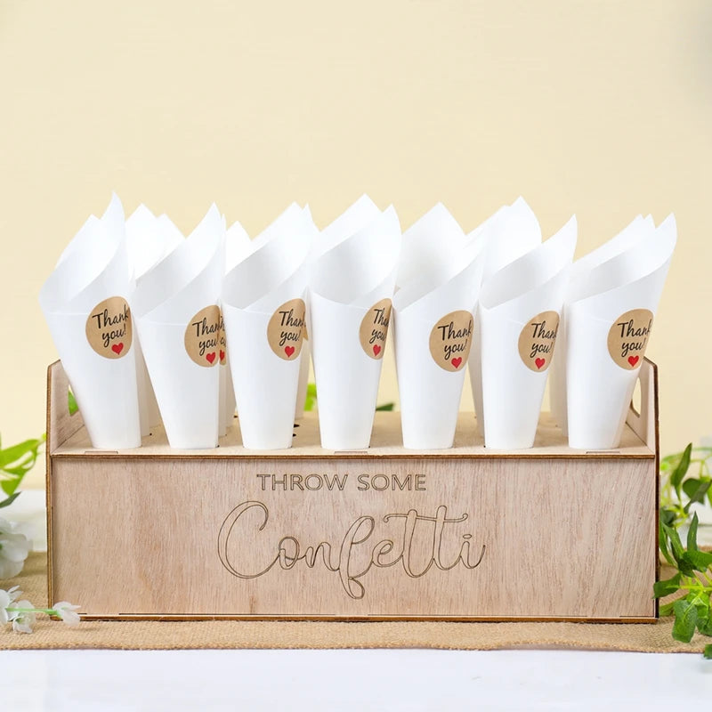 Kraft Paper Wedding Tray Confetti Cone Stand Box Tray Rustic Wedding Decoration Wedding Confetti Cones Wedding Cones Set supply Good Vibrations