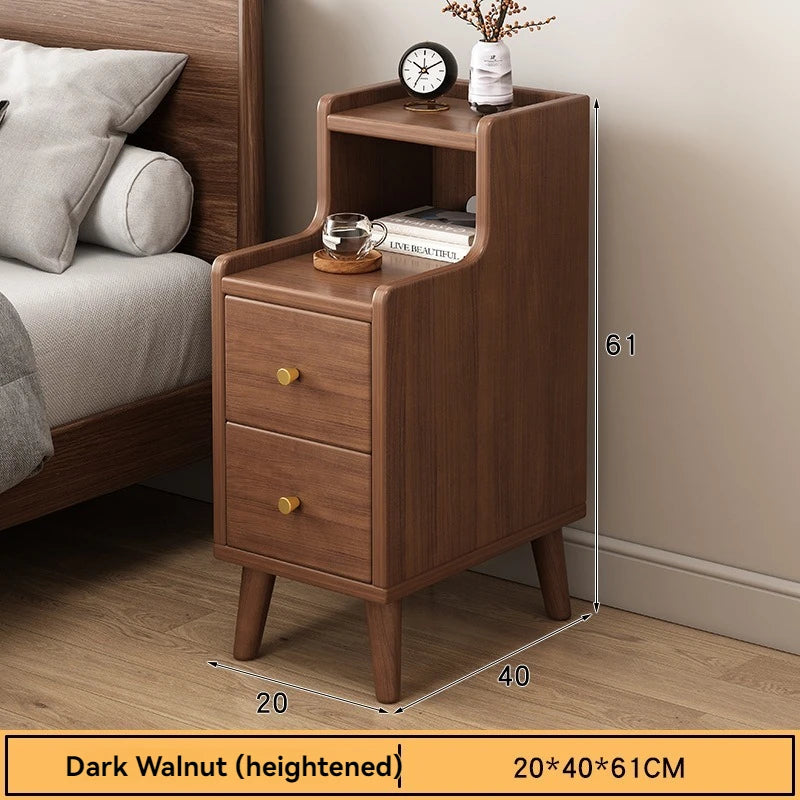 Bedside cabinet, household small bedroom storage, narrow cabinet, mini storage shelf, solid wood color, multi-purpose storage Good Vibrations