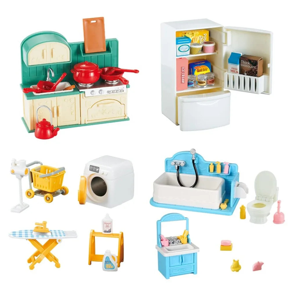 1:12 Miniature Furniture Forest Family Kitchen Toy Dining Table Dollhouse Accessories Bathroom Pretend Play For Girl Gifts Toys Good Vibrations