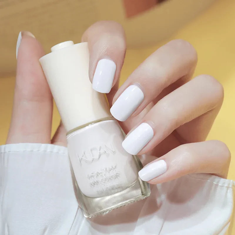 Nail Polish Without Baking Lamp White Fine Glitter Non-baking Non-peel Transparent Shiny Oil Base Coat Nude Nail Polish Good Vibrations