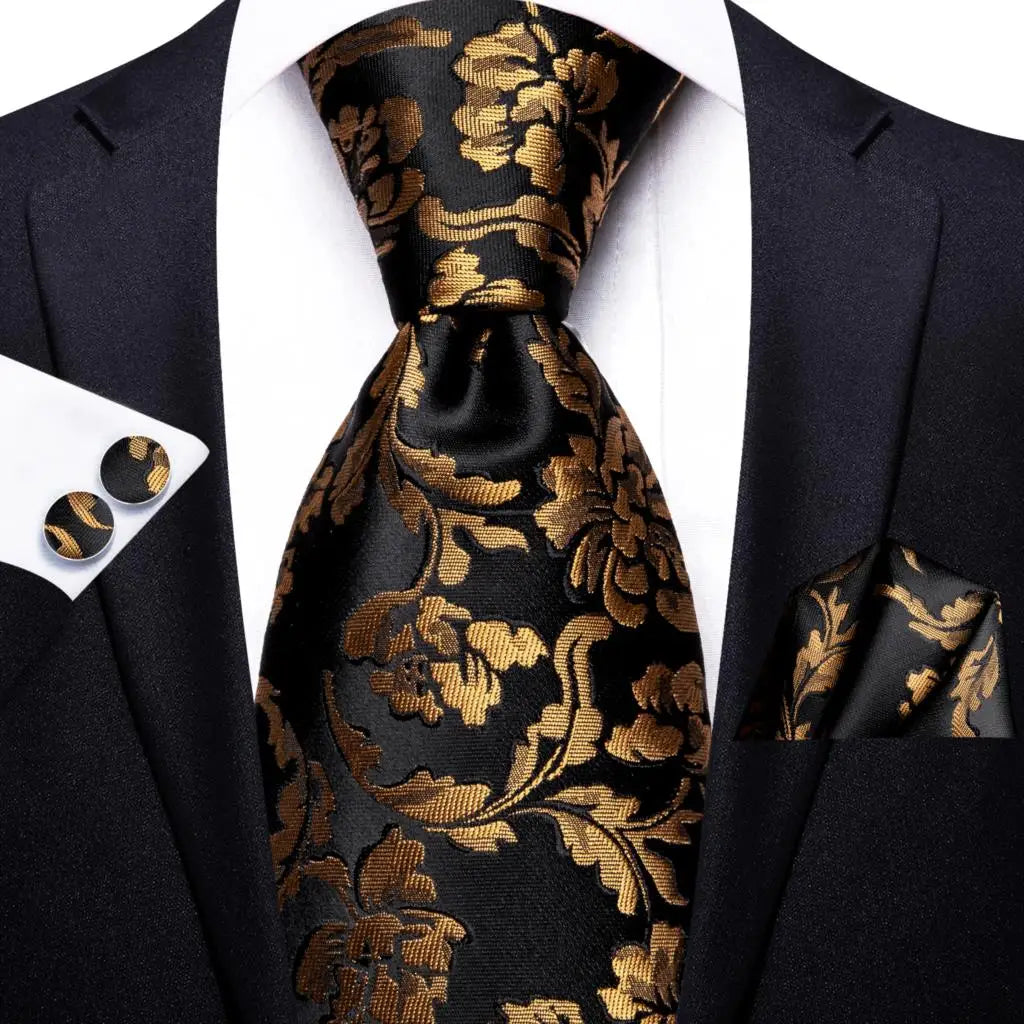 Hi-Tie 8.5cm Business Black Solid Paisley 100% Silk Men's Tie Neck Strip Ties for Men Formal Luxury Wedding Neckties Gravatas Good Vibrations