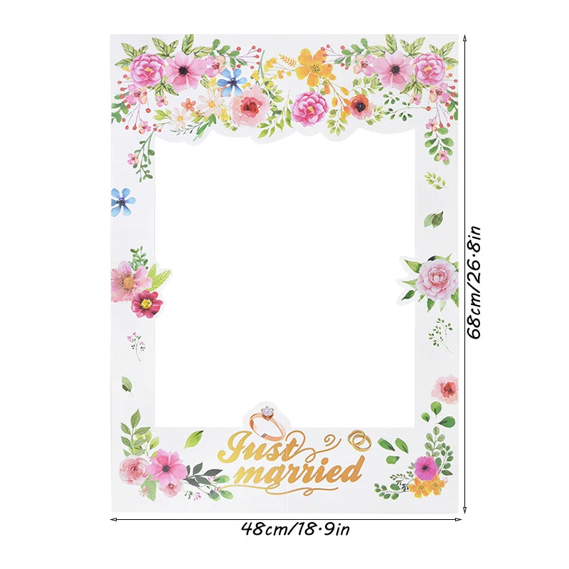 Just Married Photo Booth Frame Props Banner Wedding Decoration Mr Mrs Photobooth Props Latex Balloons Hen Party Bride Groom Good Vibrations