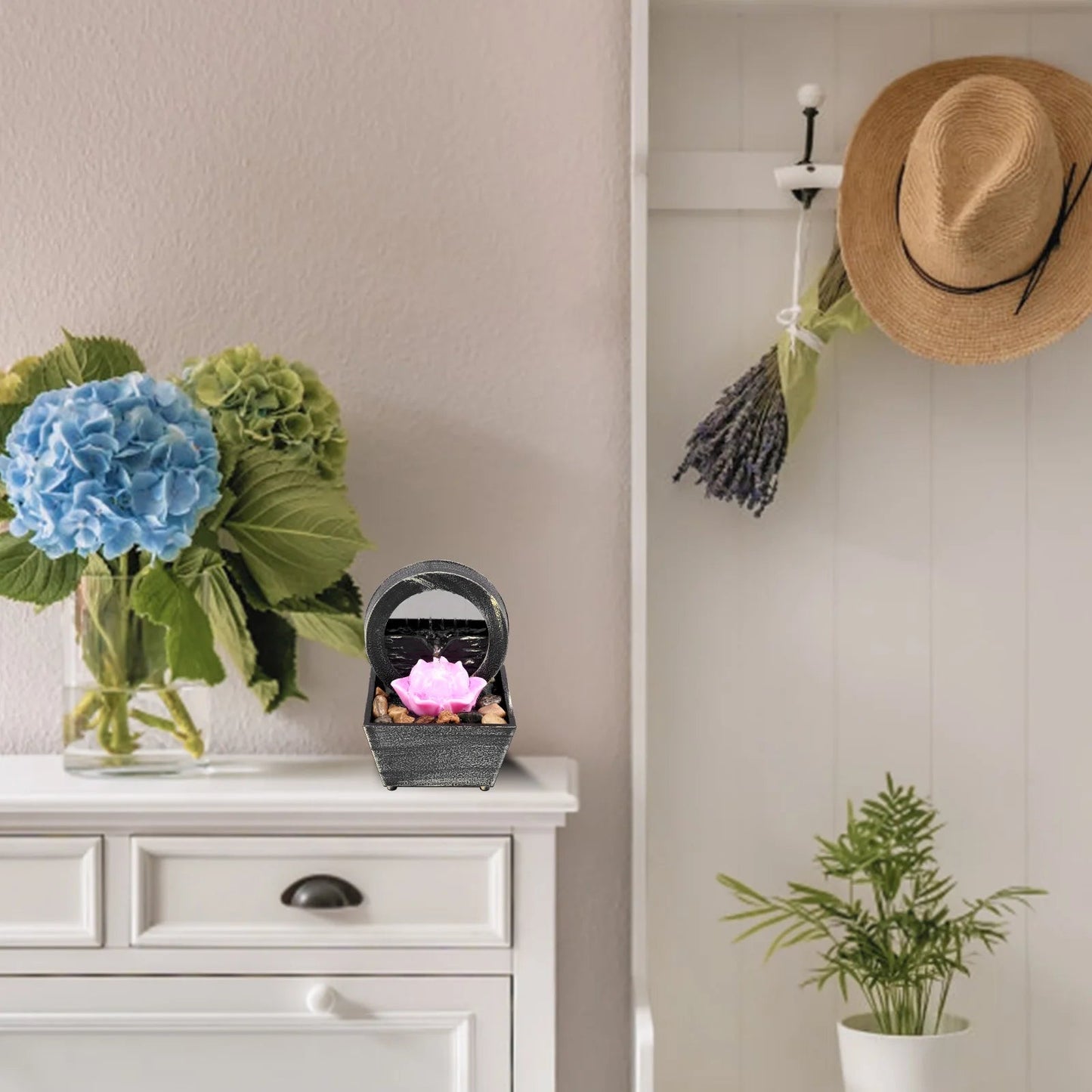 Desktop Water Fountain LED Indoor Decorative Fountain Creative Craft Home Decor Small Waterfall Fountains Zen Meditation Fountai Good Vibrations Adult Super Store