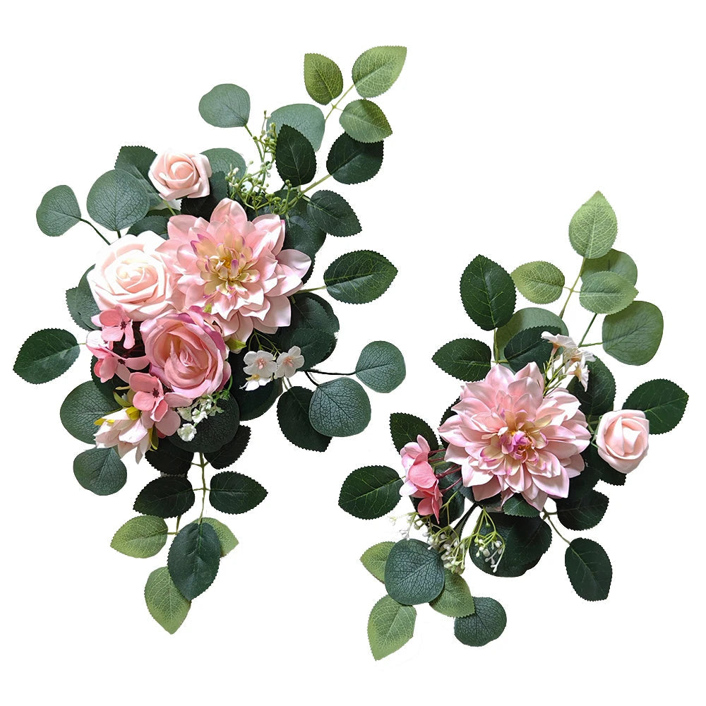 2pcs Artificial Wedding Arch Flowers for Sign, Floral Swag Dusty Decor for Reception Ceremony Backdrop Sweetheart Table Good Vibrations
