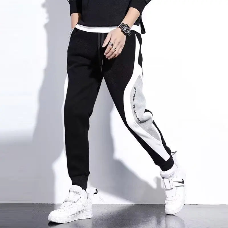 Men Black Pants Hip Hop Drawstring Jogger Fashion Comfortable Trousers Male Casual Sweatpants Loose Elastic Waist Sportswear Good Vibrations