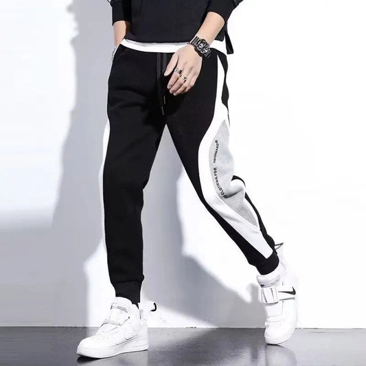Men Black Pants Hip Hop Drawstring Jogger Fashion Comfortable Trousers Male Casual Sweatpants Loose Elastic Waist Sportswear Good Vibrations