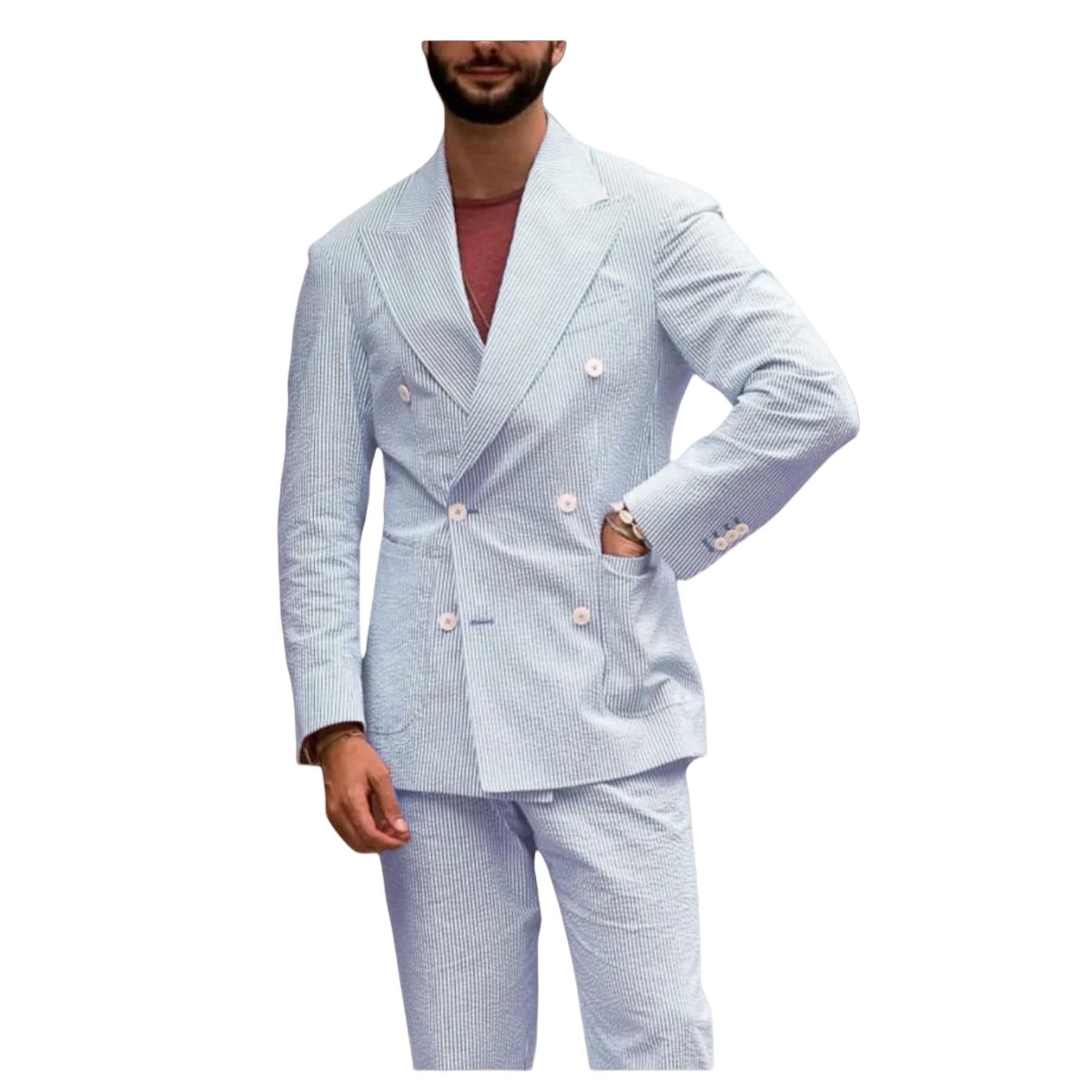 Men's Striped Suit Two Piece Suit Elegant Fashion Suit Business Casual Work Wear Party Dress Men's Commuter Wear Men's Clothing Good Vibrations