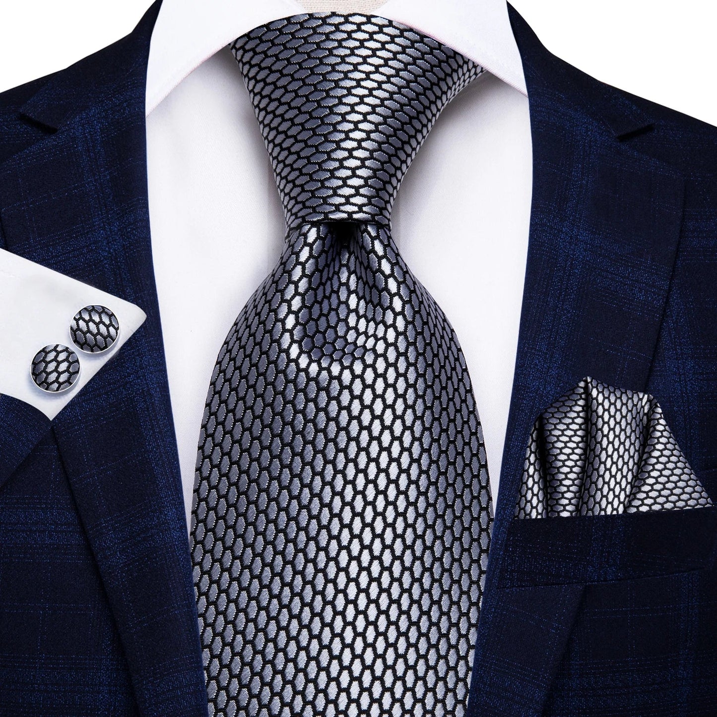 Hi-Tie Blue Business Solid 100% Silk Men's Tie NeckTie 8.5cm Ties for Men Formal Luxury Wedding High Quality Gravata Good Vibrations
