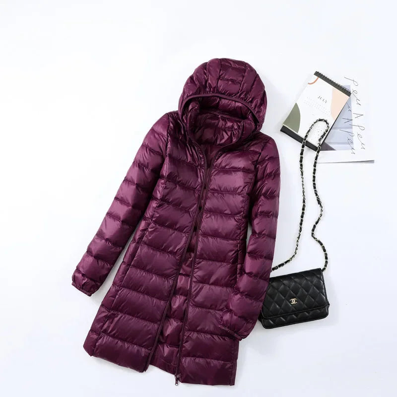 Autumn Winter Warm Women's Jacket 2023 New Korean Hooded Slim-fit X-long Mom Coat Plus Size 5xl 6xl Female Office Lady Jacket Good Vibrations