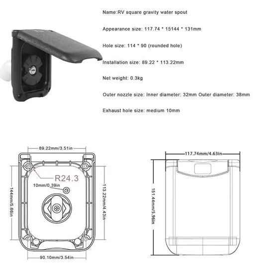Camper Gravity Water Inlet With Magnetic Cover RV Fresh Water Fill Hatch Inlet Filter Lockable RV Water Inlet Cover Trailer Tank Good Vibrations