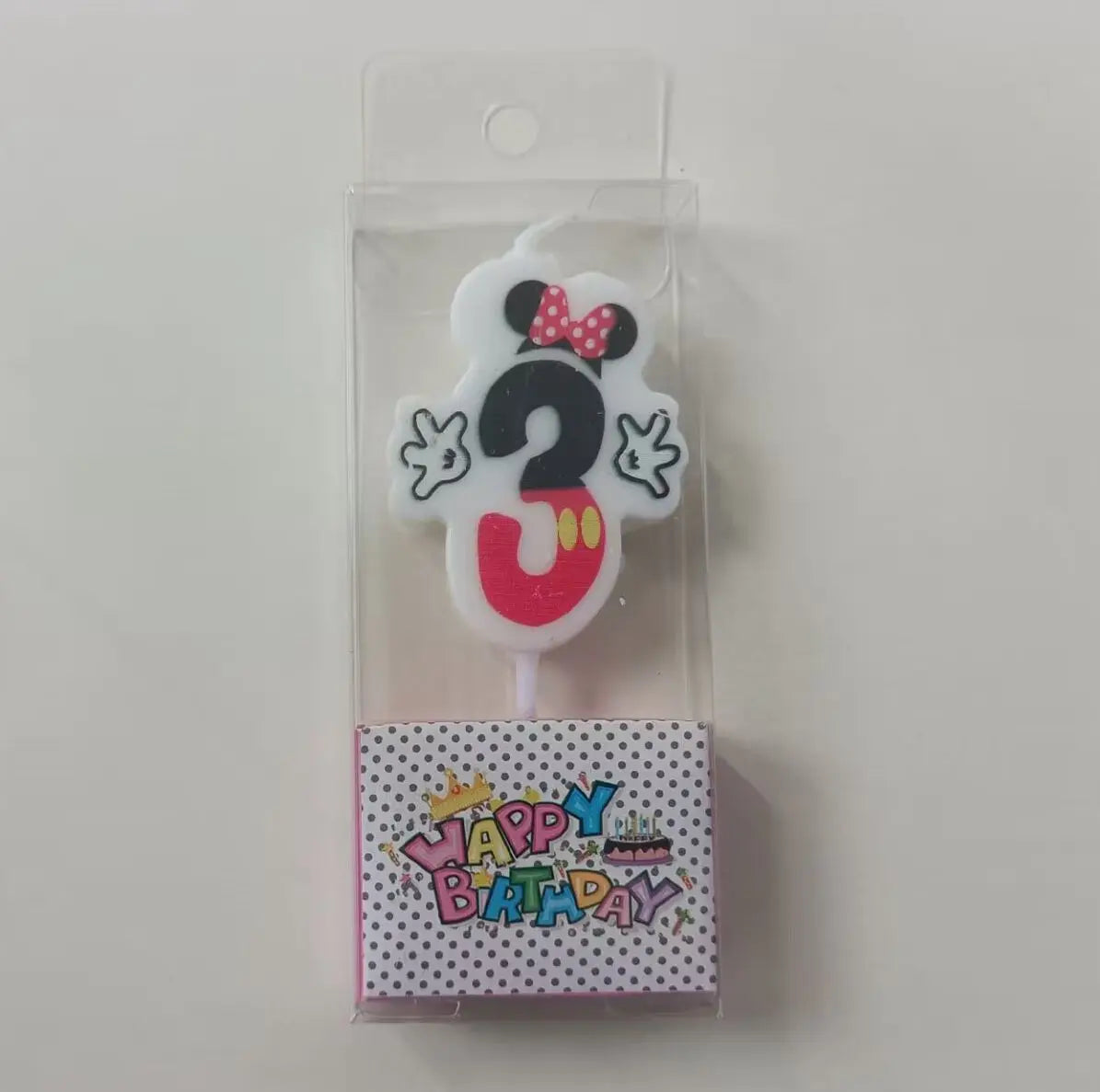 Hot Happy Birthday Number 0-9 Candles Cartoon Mickey Minnie Mouse Candle Cake Cupcake Topper Party Decoration Supplies DIY Gifts Good Vibrations