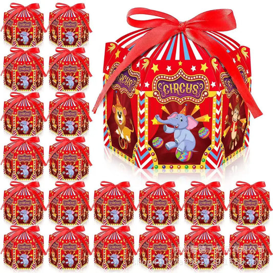 4/24Pcs Carnival Circus Theme Party DIY Candy Box For Kids Birthday Party Baby Shower Decoration Candy Gift Box Supplies Good Vibrations