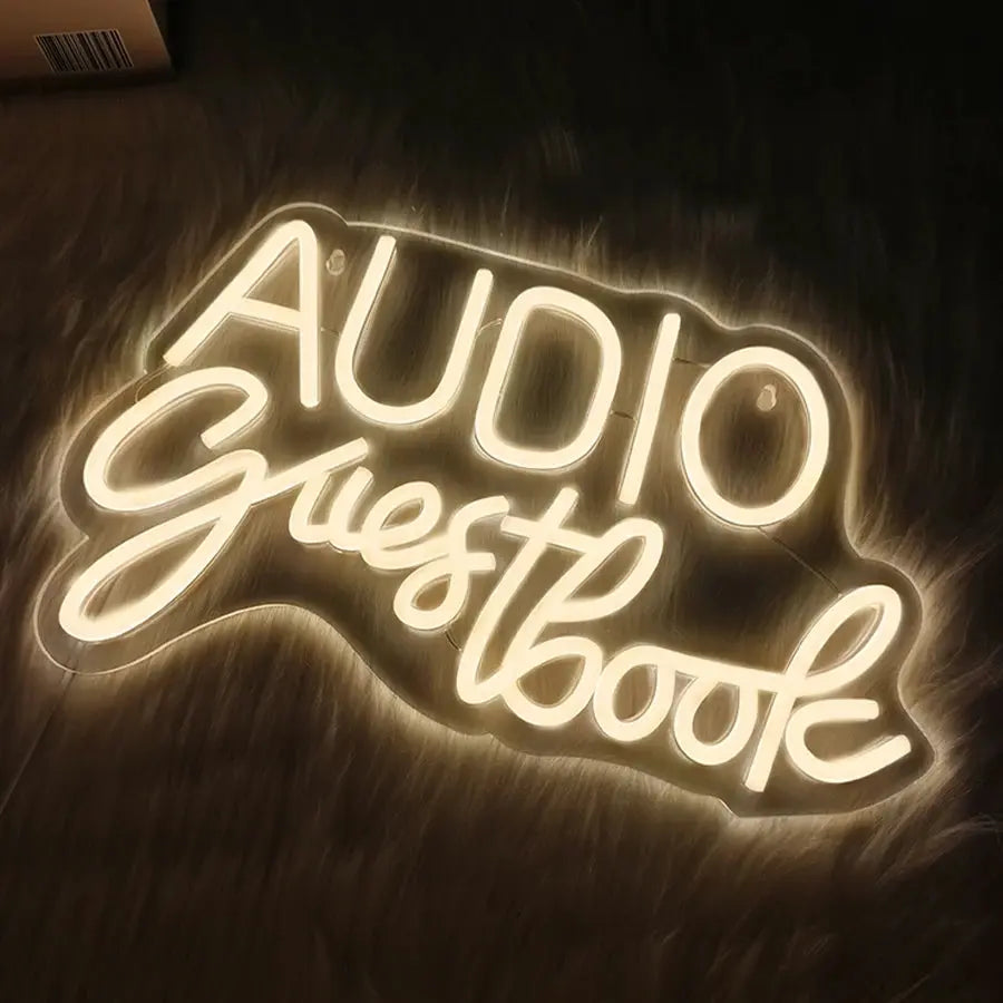 Audio Guestbook Neon Sign, Wedding Message Led Neon Wall Decor, Bedroom, Bar Party, Wedding Scene Luminous Sign Wall Lamp. Good Vibrations