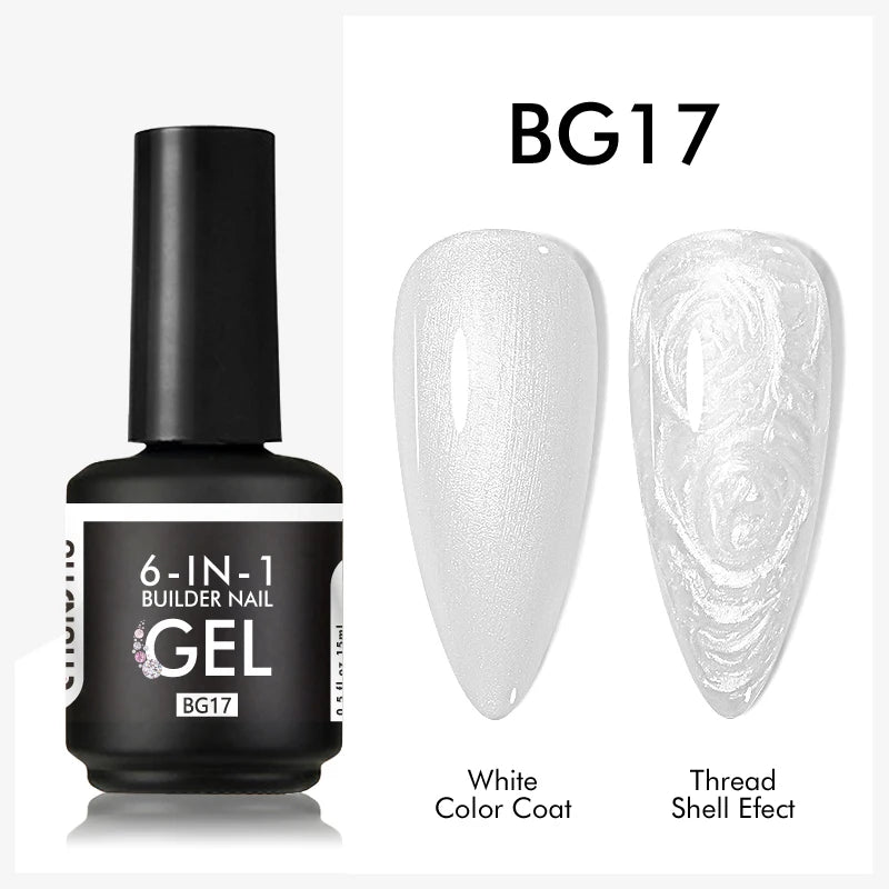 CHUNSHU 6 IN 1 Extension UV Gel Polish In A bottle Builder Nail Gel Rubber Base Coat Semi Permanent Nails Art Self-leveling 15ML Good Vibrations