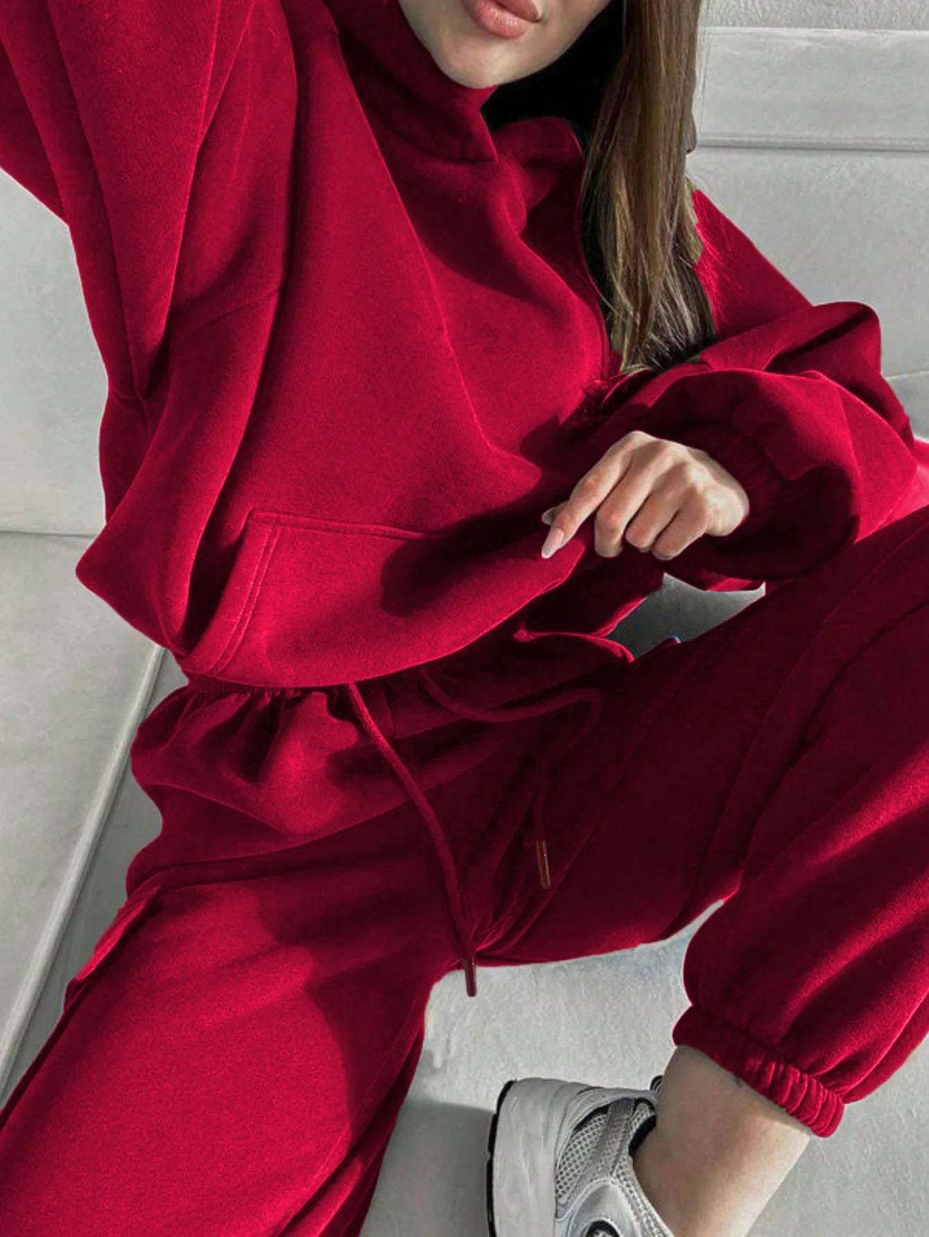 Sweatsuit Spring Outfits Women Sport Suit Zip Up Hoodie Jacket Sweater+Pant Running Jogging Workout Casual Set Tracksuit Good Vibrations