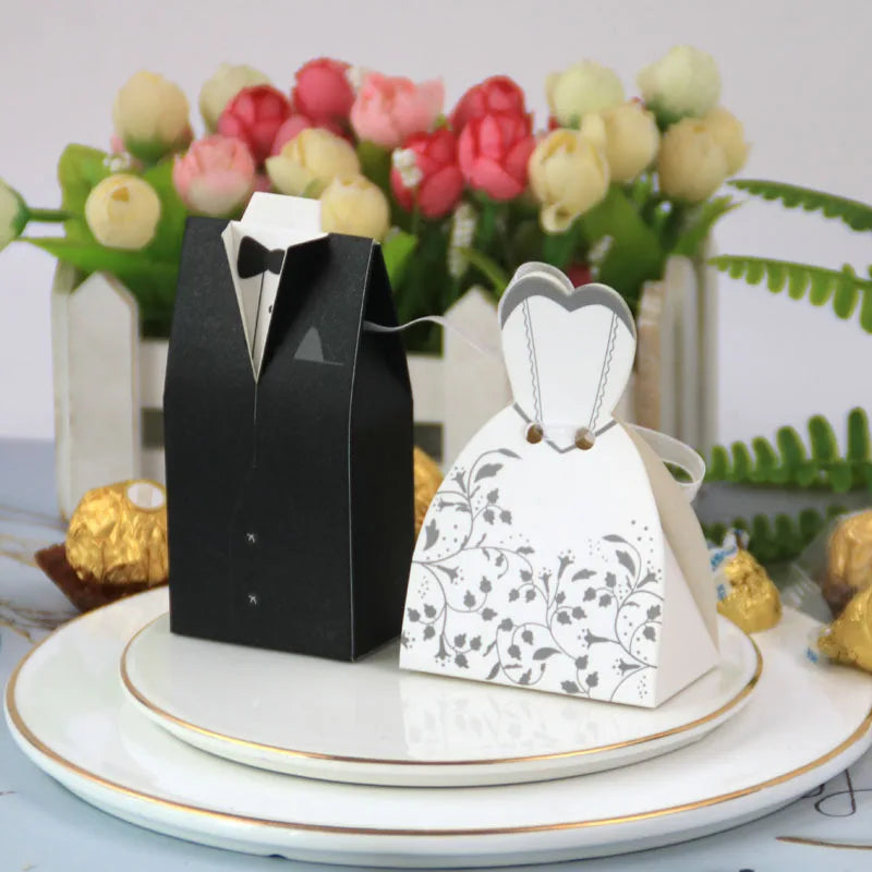 Wedding Gift Bag Bride and Groom Candy Box DIY with Ribbon Wedding Decorations Souvenir Party Supplies Good Vibrations