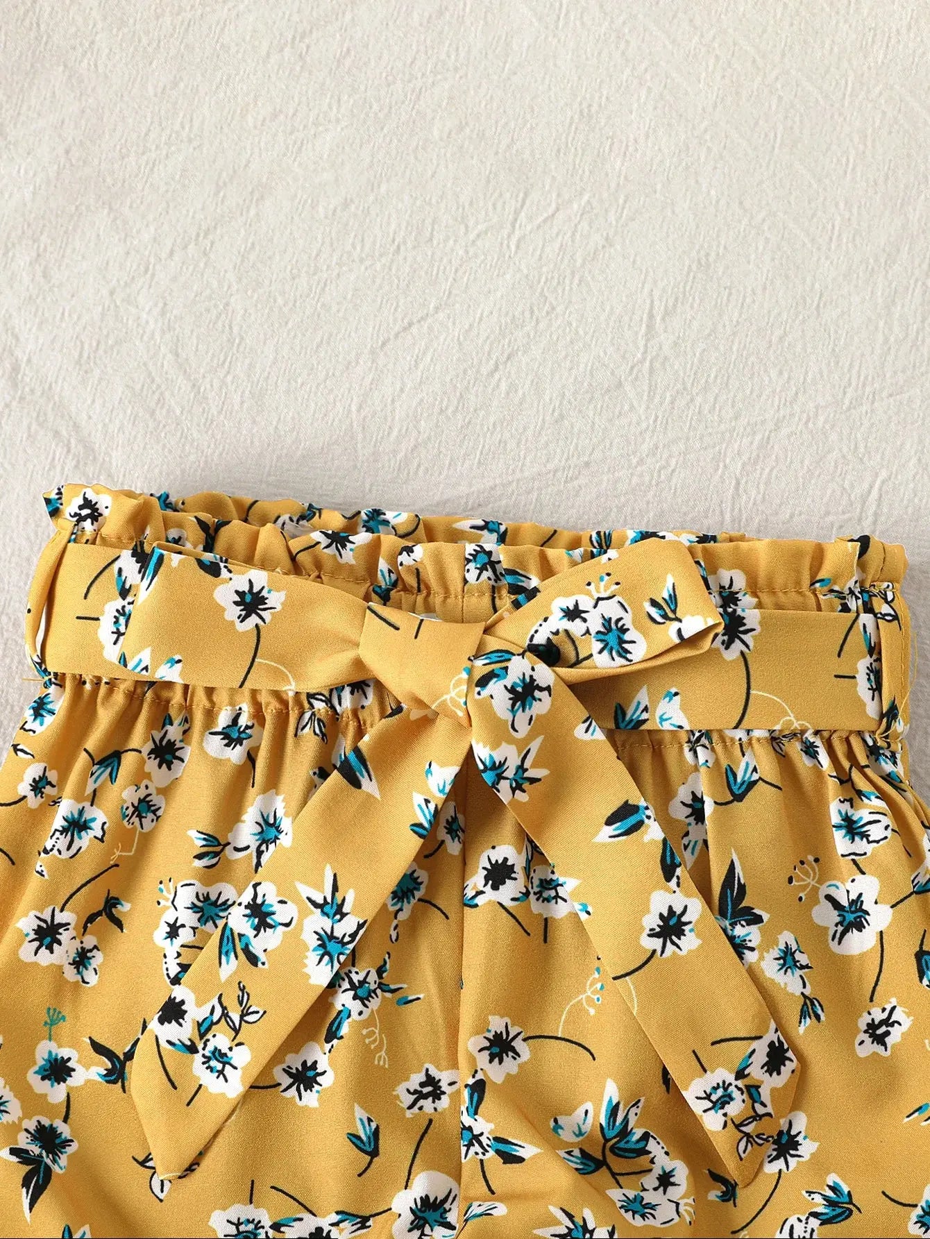 Girls Summer 2-Piece Set Cartoon Print T-Shirt & Floral Straight Leg Pants Breathable Kids Clothing Casual Outfit Fashion Good Vibrations