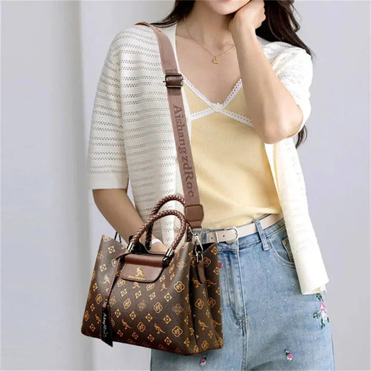 Elegant Women's Handbag Unique Handle Design Featuring a Stylish Pattern Spacious Interior Adjustable Strap Functionality Good Vibrations