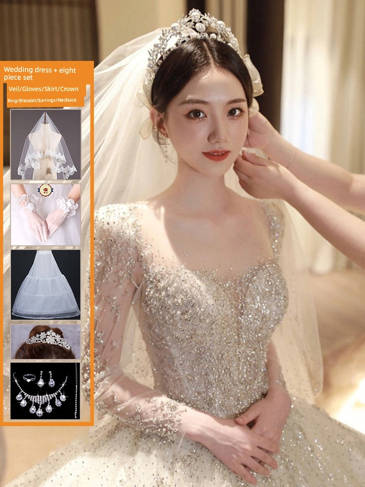 Classy Long Sleeves Arms Hiding Retro Small Light Wedding Dress