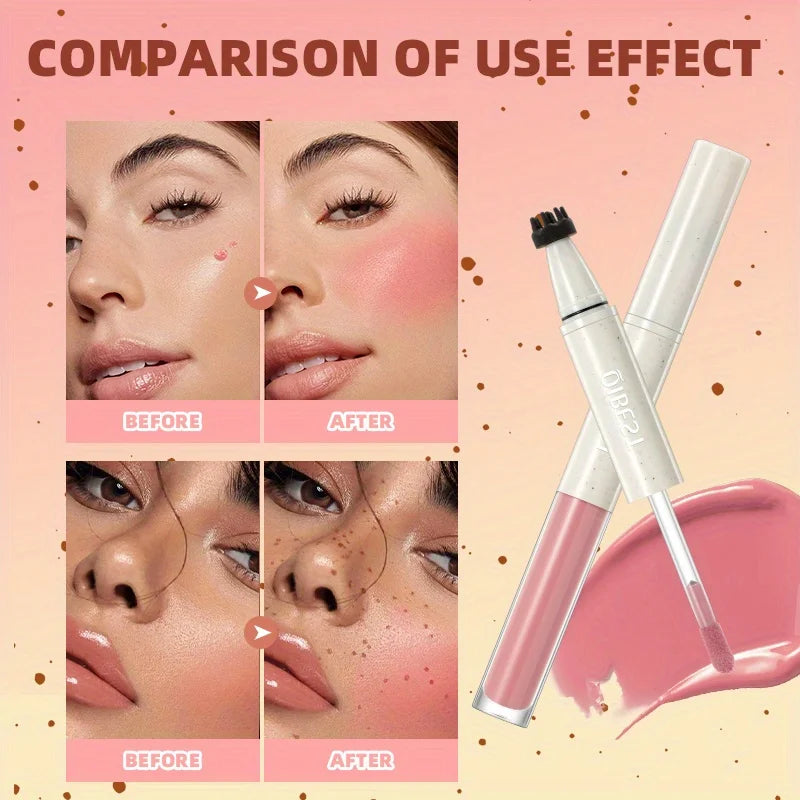 2 in 1 Freckle Blush Multi-pen Natural Wild Freckles + Atmospheric Blush Natural Color Rendering Double Head Double Effect Good Vibrations