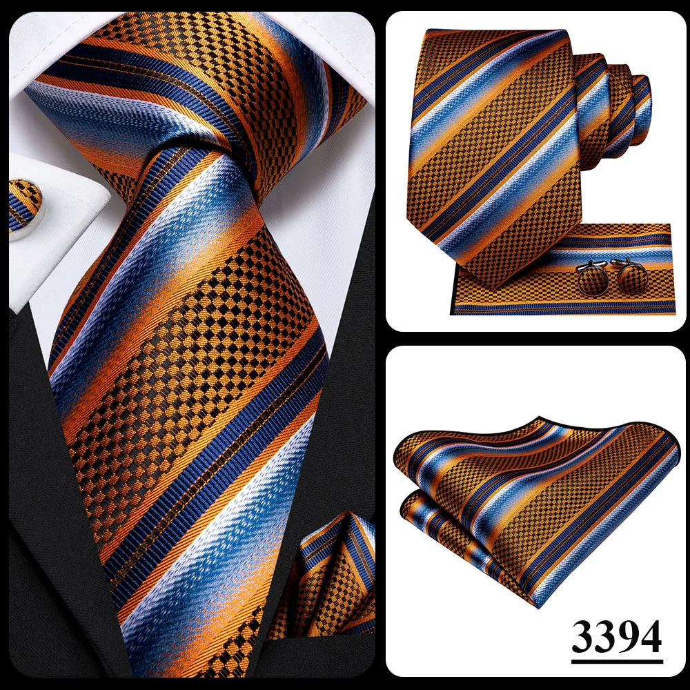 Black Red Striped Silk Wedding Tie For Men Handky Cufflink Gift Men Necktie Fashion Business Party Dropshiping Hi-Tie Designer Good Vibrations