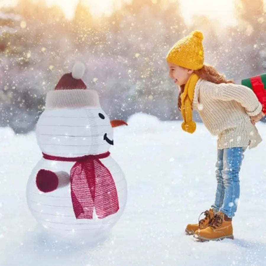 3D Christmas Collapsible Snowman Decorations 23Inch Light Up Christmas Snowman with LED Cool White Lights for Indoor Outdoor Ga Good Vibrations