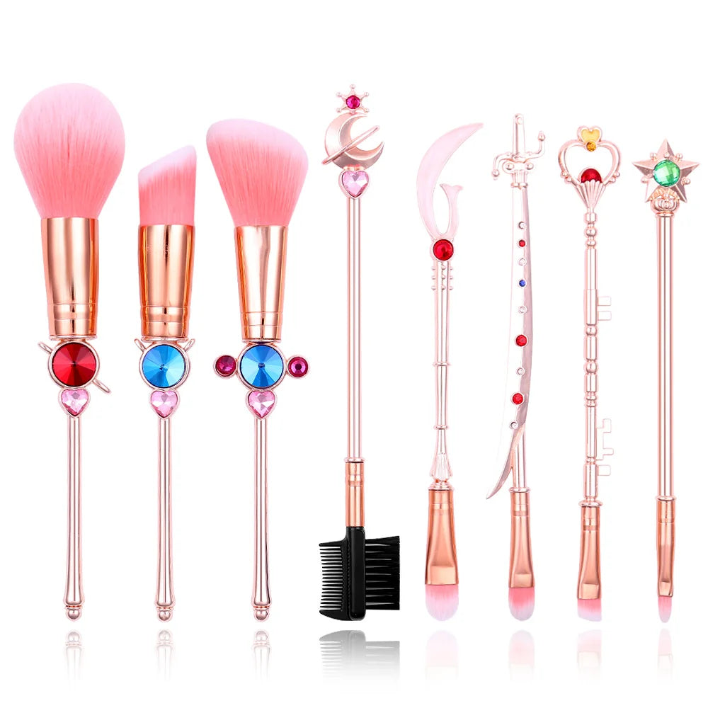 13 PCS Sailor Moon Makeup Wand Weapon Brushes Set Eye Shadow Foundation Cosmetic Brush Eyeshadow Blush Beauty Soft Make Up Tools Good Vibrations