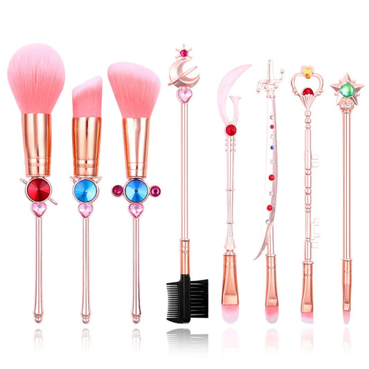 13 PCS Sailor Moon Makeup Wand Weapon Brushes Set Eye Shadow Foundation Cosmetic Brush Eyeshadow Blush Beauty Soft Make Up Tools Good Vibrations