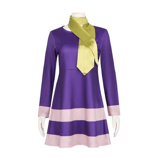 Daphne Blake Cosplay Costume Fancy TV Cosplay Doo Disguise Dress Headband Purple Set Girls Fancy Clothes Halloween for Women Good Vibrations