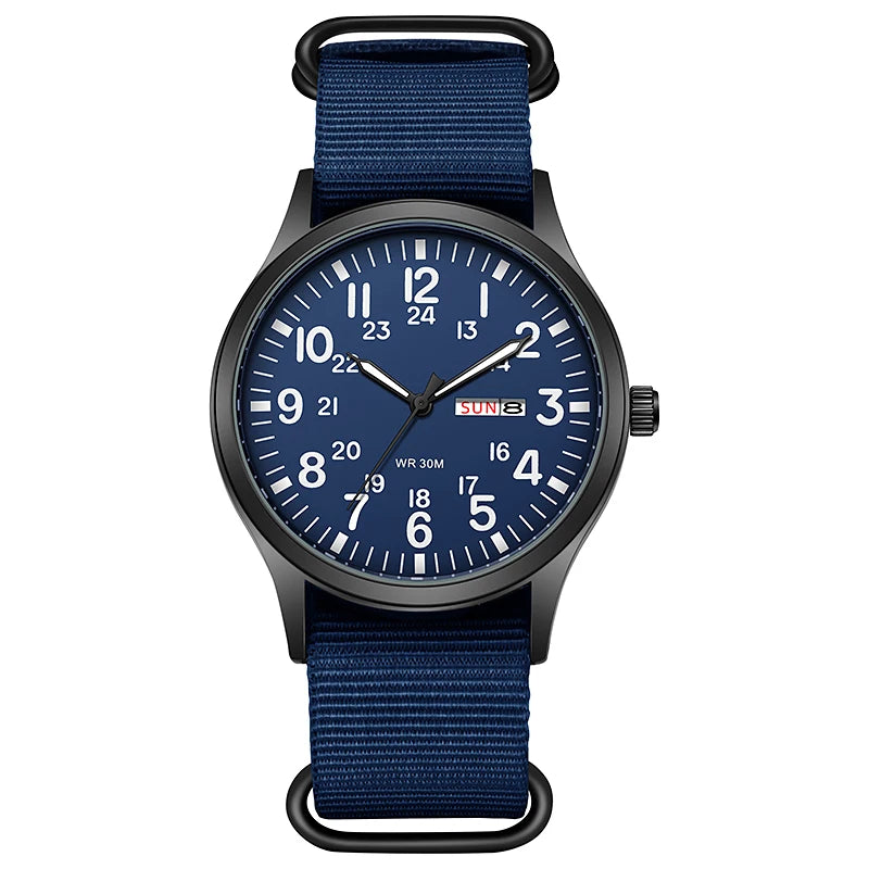 2024 TPW Field Watch Easy Reading Fabric Strap 24 Hours Display Quartz Movement Good Vibrations